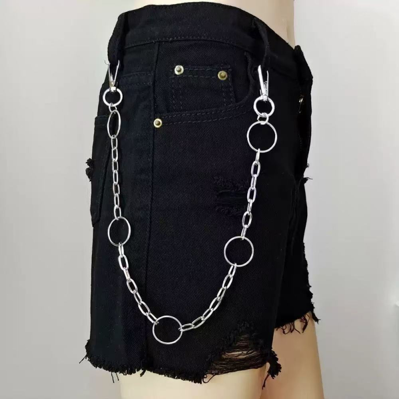 Metalni pojasni lanac s sjajnim završetkom, unisex modni pojas s kukom za zatvaranje, širina 3,3 cm, višeslojni dizajn prstena