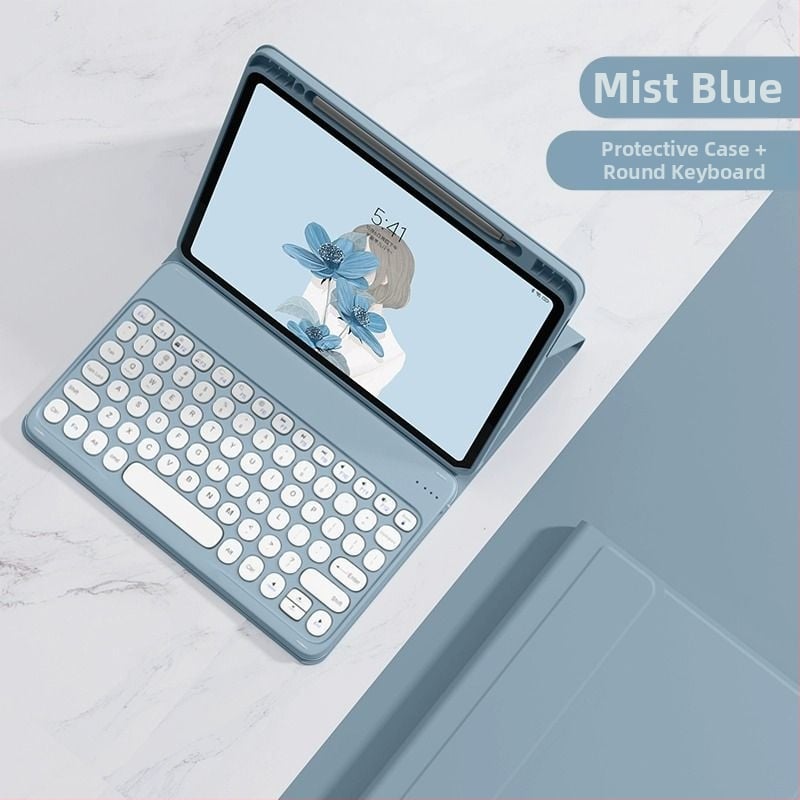 iPad Bluetooth-klaviatuuriga ümbris integreeritud kaitsega, magnetkinnitus ja pliiatsitasku; ühilduv iPad Mini 6, iPad Air 4/5 ja iPad Pro 11