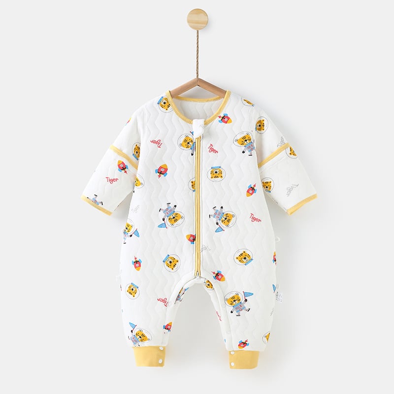 Sac de somn pentru bebeluși și copii mici, bumbac 95%+, umplutură din bumbac gol, mâneci detașabile, lavabil