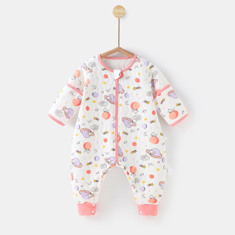 Sac de somn pentru bebeluși și copii mici, bumbac 95%+, umplutură din bumbac gol, mâneci detașabile, lavabil