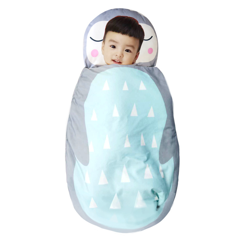 Sac de dormit cocon pentru bebeluși, cu model desen animat, pentru 0–3 ani, gros pentru iarnă, umplutură poliester, căptușeală din bumbac 95%+, fermoar metalic