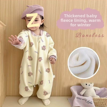 Laste magamiskott tõmblukuga, soe ja pakse, pehme puuvillane kate, kašmiiritäide, karikatuuri stiil, kodune riietus sügisel-talvel