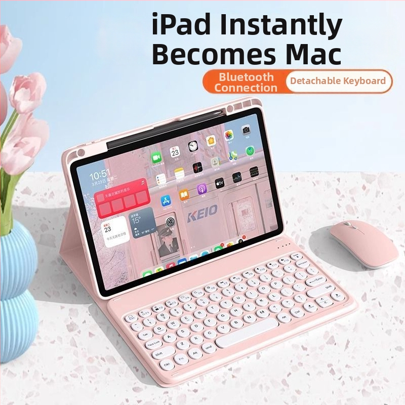 iPad apsauginis dėklas su integruota Bluetooth klaviatūra, magnetiniu užraktu ir rašiklio kišenė (kompatibilus Mini6 ir Pro11)