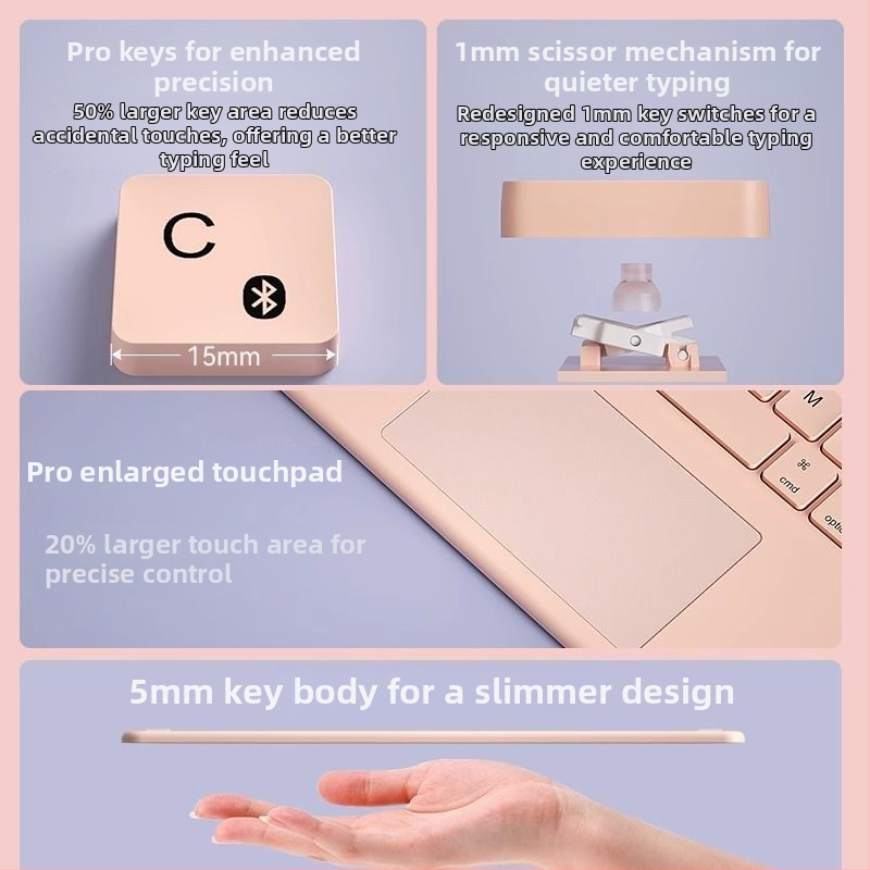 iPad apsauginis dėklas su integruota Bluetooth klaviatūra, magnetiniu užraktu ir rašiklio kišenė (kompatibilus Mini6 ir Pro11)