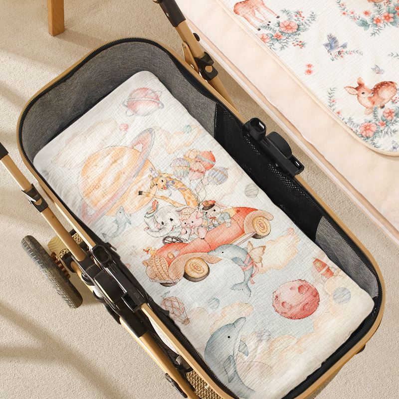 Covor pentru cărucior, din bumbac, universal pentru toate anotimpurile, lavabil, potrivit pentru sugari 0–1 ani, covoraș de întins și șezut