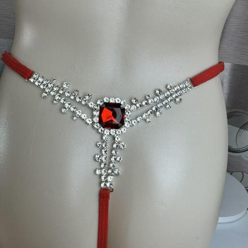 Strasszos négyszögletes testlánc, alacsony derék, női bikini testlánc, nyár 2025