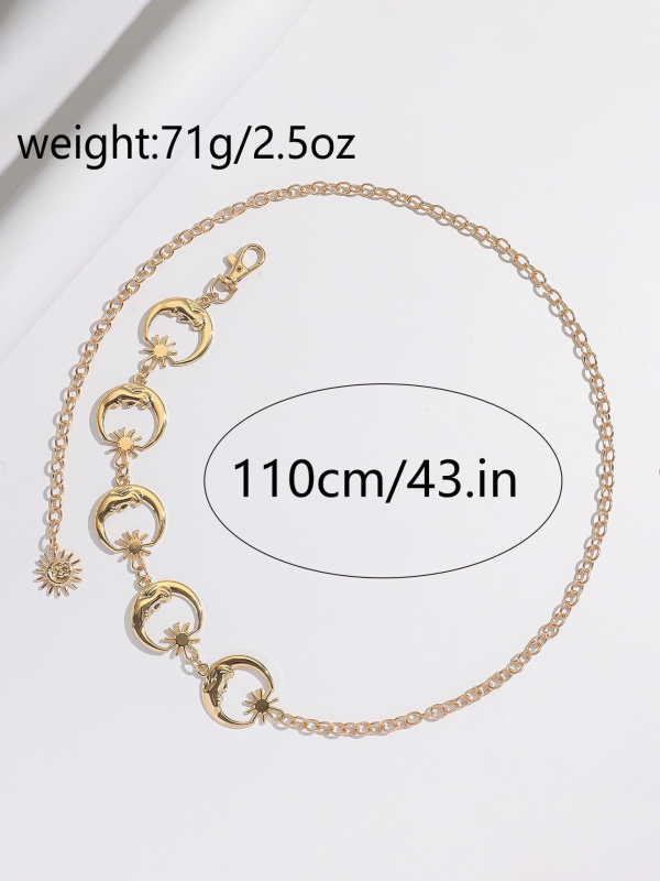 Ženski metalni pojas-lanac sa suncokretom, podesiv, jednostavan stil, duljina 120 cm, širina 1 cm