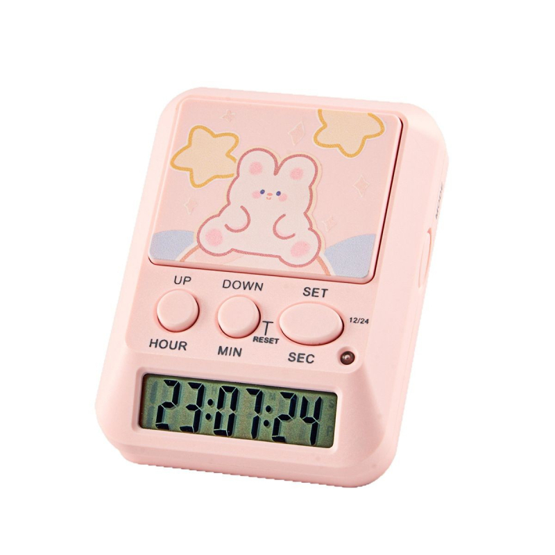 Digitalni kuhinjski timer s LED zaslonom i alarmom, pravokutnog oblika, napajanje baterijom, mogućnost tiskanja logotipa
