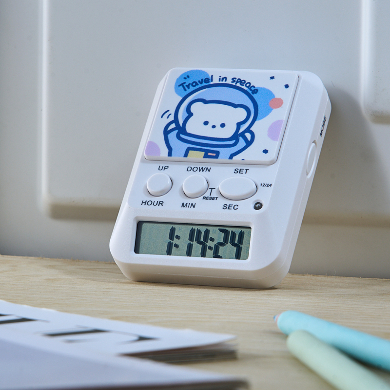 Digitalni kuhinjski timer s LED zaslonom i alarmom, pravokutnog oblika, napajanje baterijom, mogućnost tiskanja logotipa