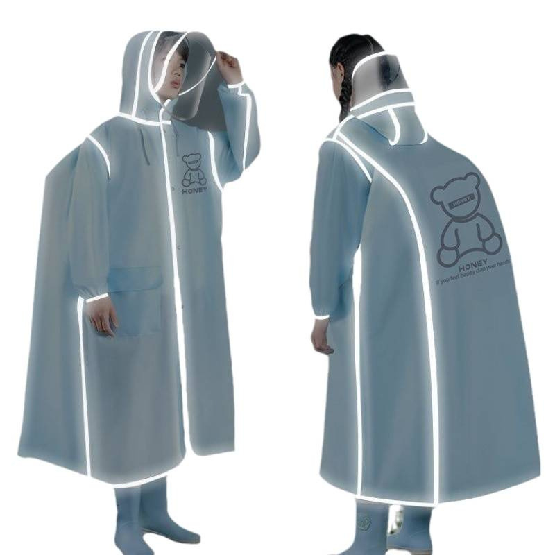 Bērnu garais lietus pončo velosipēdam uz skolu – ūdensizturīgs apģērbs zēniem un meitenēm, vienam lietotājam, iespējama logotipa drukāšana