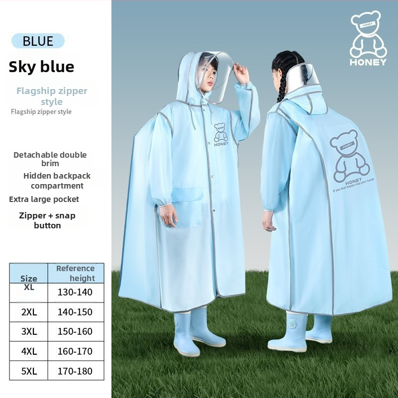 Bērnu garais lietus pončo velosipēdam uz skolu – ūdensizturīgs apģērbs zēniem un meitenēm, vienam lietotājam, iespējama logotipa drukāšana