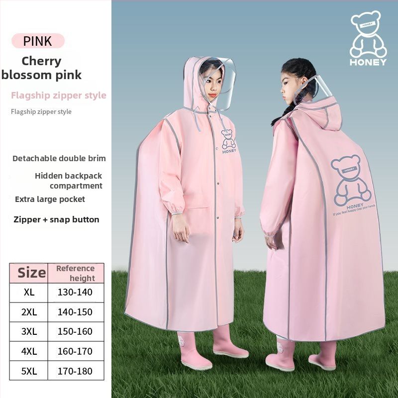 Bērnu garais lietus pončo velosipēdam uz skolu – ūdensizturīgs apģērbs zēniem un meitenēm, vienam lietotājam, iespējama logotipa drukāšana