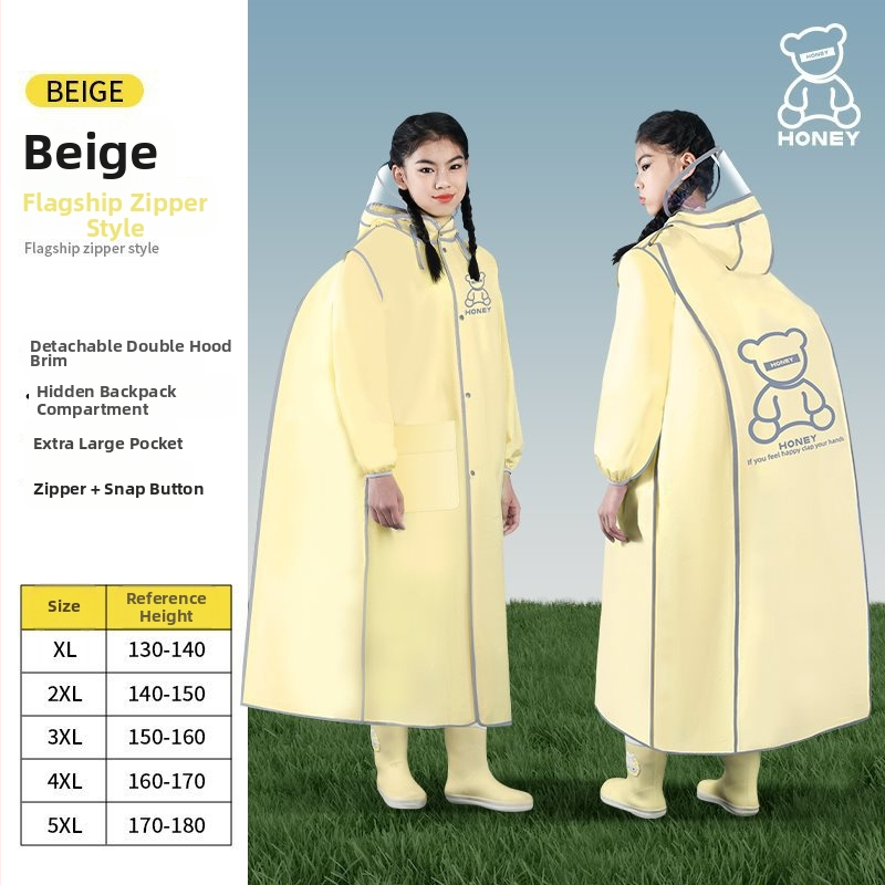 Bērnu garais lietus pončo velosipēdam uz skolu – ūdensizturīgs apģērbs zēniem un meitenēm, vienam lietotājam, iespējama logotipa drukāšana