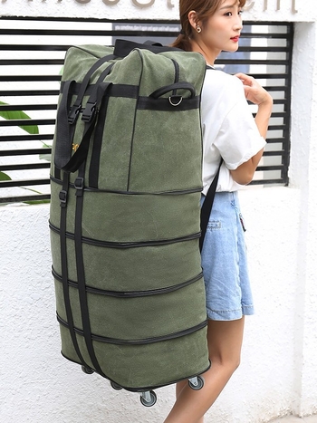 T6 plátenná taška Duffel 56-75L na kolieskach na voľnočasové cestovanie, priedušná, odolná voči opotrebeniu, proti nárazom