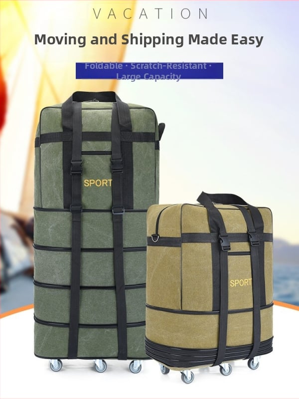 T6 plátenná taška Duffel 56-75L na kolieskach na voľnočasové cestovanie, priedušná, odolná voči opotrebeniu, proti nárazom