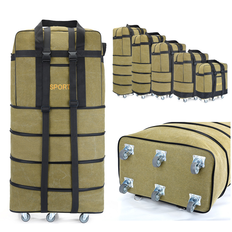 T6 plátenná taška Duffel 56-75L na kolieskach na voľnočasové cestovanie, priedušná, odolná voči opotrebeniu, proti nárazom