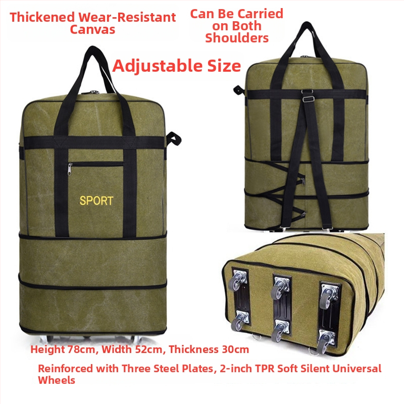 T6 plátenná taška Duffel 56-75L na kolieskach na voľnočasové cestovanie, priedušná, odolná voči opotrebeniu, proti nárazom