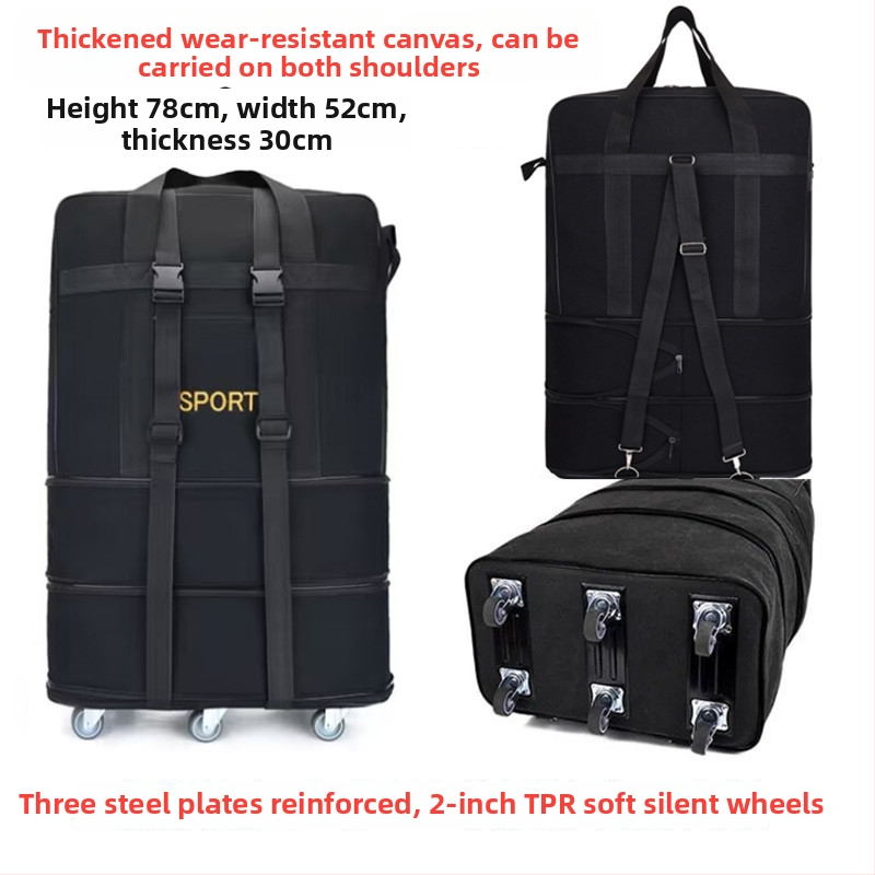 T6 plátenná taška Duffel 56-75L na kolieskach na voľnočasové cestovanie, priedušná, odolná voči opotrebeniu, proti nárazom