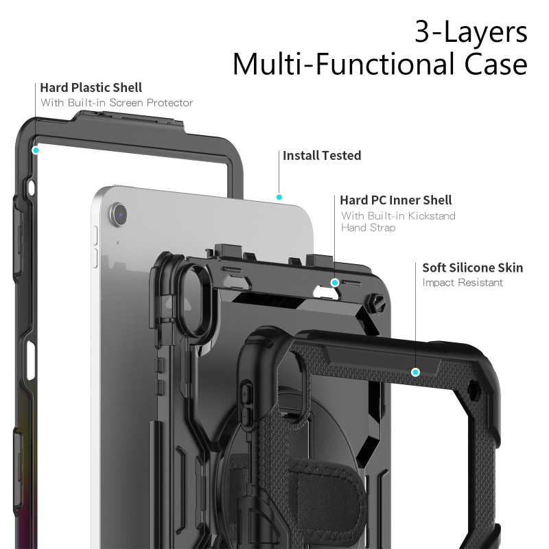 Silicone iPad dėklas Apple – smūgiams atsparus, anti pirštų atspaudų, su įspaudu, suderinamas su iPad