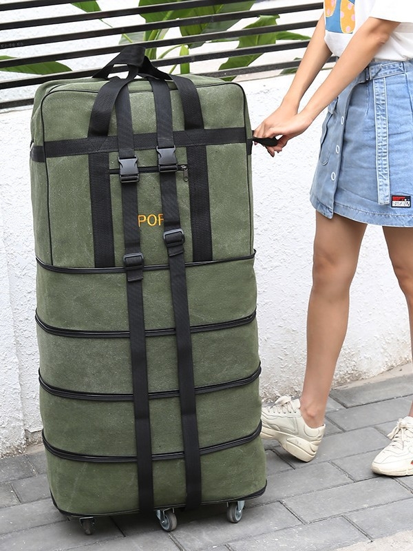 Textilová duffel taška s kolieskami na cestovanie, značka T6, dvojité použitie, odolná voči opotrebeniu a nárazom