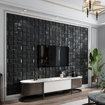 Стеннотикер 3D самозалепващ – XPE пяна, геометричен модел за фон на стена в спалня и дневна с телевизор