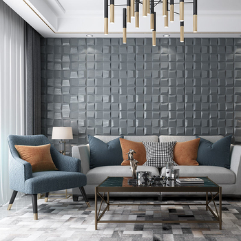Стеннотикер 3D самозалепващ – XPE пяна, геометричен модел за фон на стена в спалня и дневна с телевизор