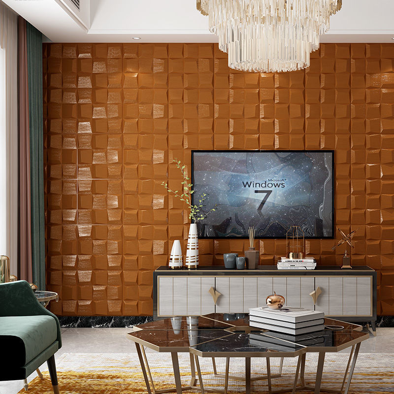 Стеннотикер 3D самозалепващ – XPE пяна, геометричен модел за фон на стена в спалня и дневна с телевизор