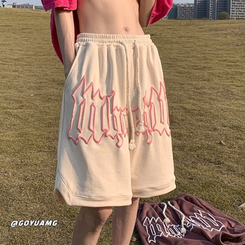 Vīriešu oversize Foam šorti vasarai, sporta stila ikdiena, poliestera audums, plata griezums, ceļgalu garums