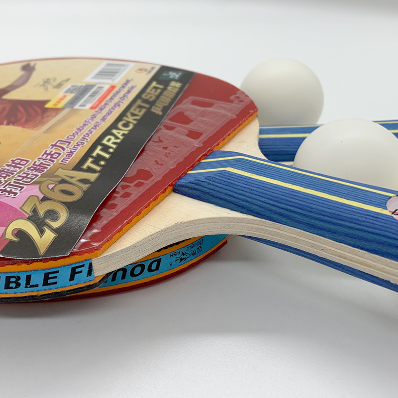Double Fish 236A reketa za stolni tenis, Shakehand držanje, paket 2 komada, ploča od čistog drveta