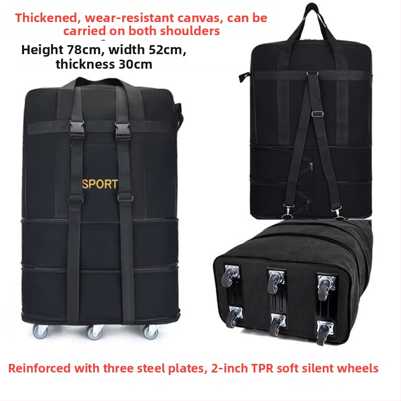 Kanvas duffel soma ar ratiem, 56–75 L ietilpība, zīmols T6, divu lietojumu dizains, elpojoša, nolietojumizturīga, ceļojumu soma