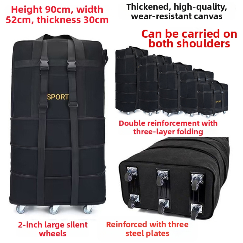 Kanvas duffel soma ar ratiem, 56–75 L ietilpība, zīmols T6, divu lietojumu dizains, elpojoša, nolietojumizturīga, ceļojumu soma