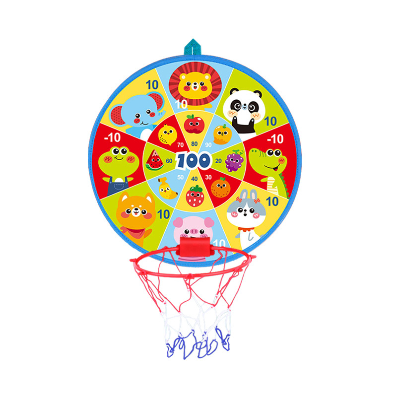 2-в-1 вътрешен детски кош за баскетбол и дартс с лепяща топка, тежи до 0,5 кг, Материал: Друг, Персонализирана обработка