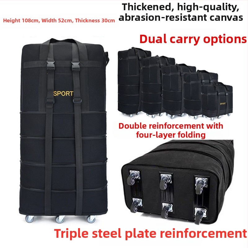 Kanvas ceļojumu soma ar riteņiem (Tilpums 56-75 L; Materiāls: Kanvas; Zīmols: T6; Funkcijas: Elpojoša, Izturīga pret nolietojumu, Šoka izturība)