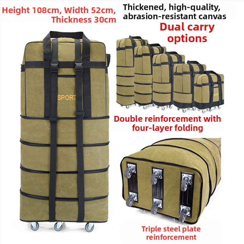 Kanvas ceļojumu soma ar riteņiem (Tilpums 56-75 L; Materiāls: Kanvas; Zīmols: T6; Funkcijas: Elpojoša, Izturīga pret nolietojumu, Šoka izturība)