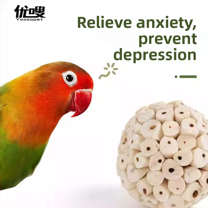 Papagaiļiem Grass Ball žuvēšanas rotaļlieta — Materiāls: Grass; Zīmols: Youyi; Derīgs papagaiļiem; Nav importēts