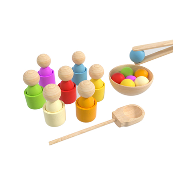 Puidust Montessori helmiklippidega mäng keskendumise arendamiseks, sobib 0–3-aastastele imikutele ja väikelastele, arendab käe-silma koordinatsiooni.