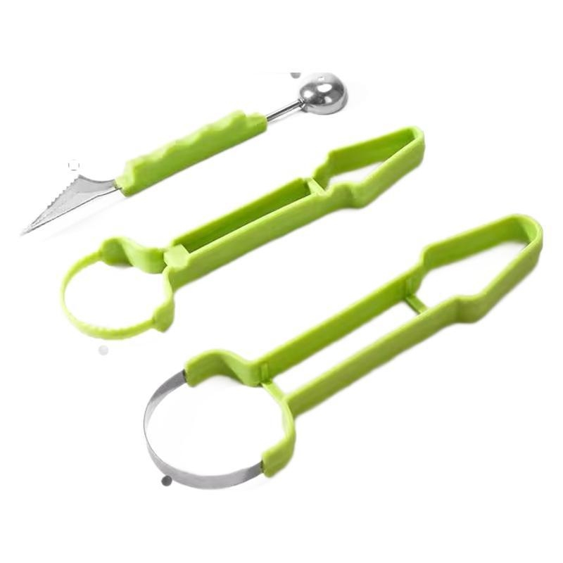 Ji Hui Τρία σε Ένα — Εργαλείο για μπάλες φρούτων από καρπούζι με κουτάλι πολτού — Ανοξείδωτο ατσάλι, Διαχωριστής φρούτων