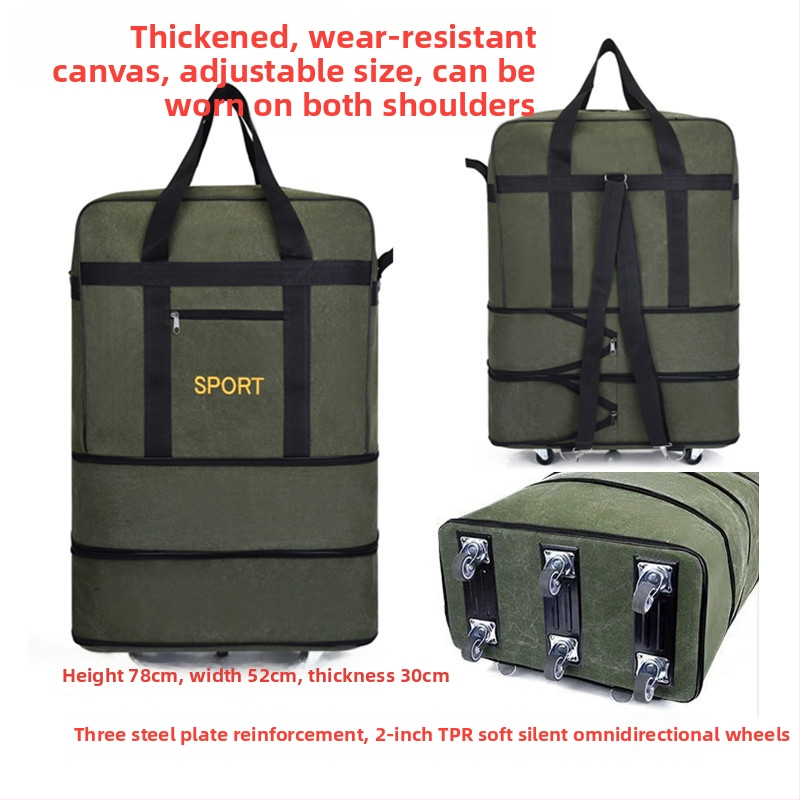 Kanvas ceļojumu soma ar riteņiem - 56-75L - Zīmols T6 - Unisex