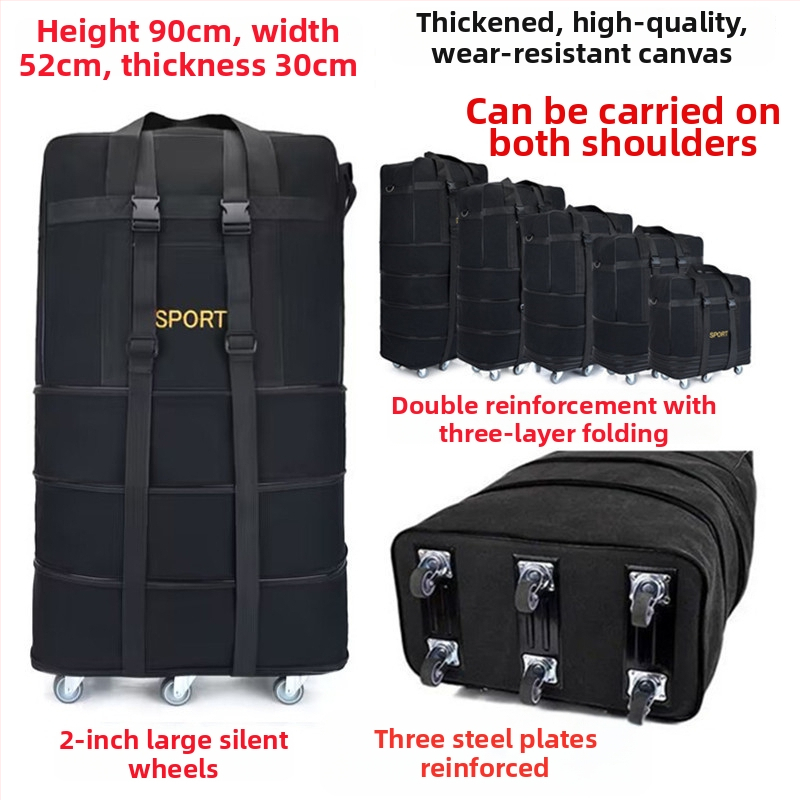 Kanvas ceļojumu soma ar riteņiem - 56-75L - Zīmols T6 - Unisex