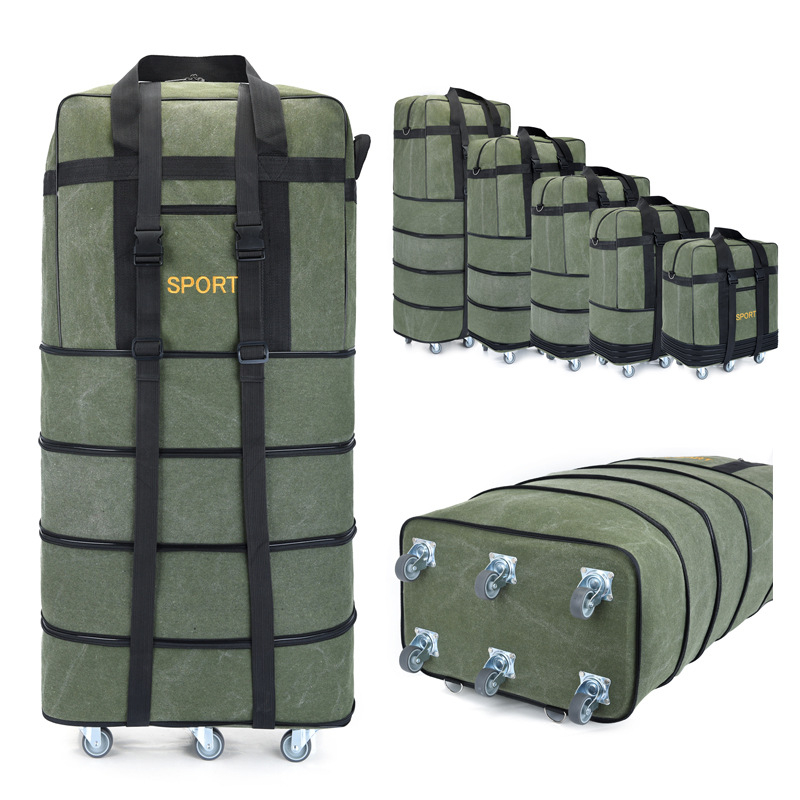 Kanvas ceļojumu soma ar riteņiem - 56-75L - Zīmols T6 - Unisex