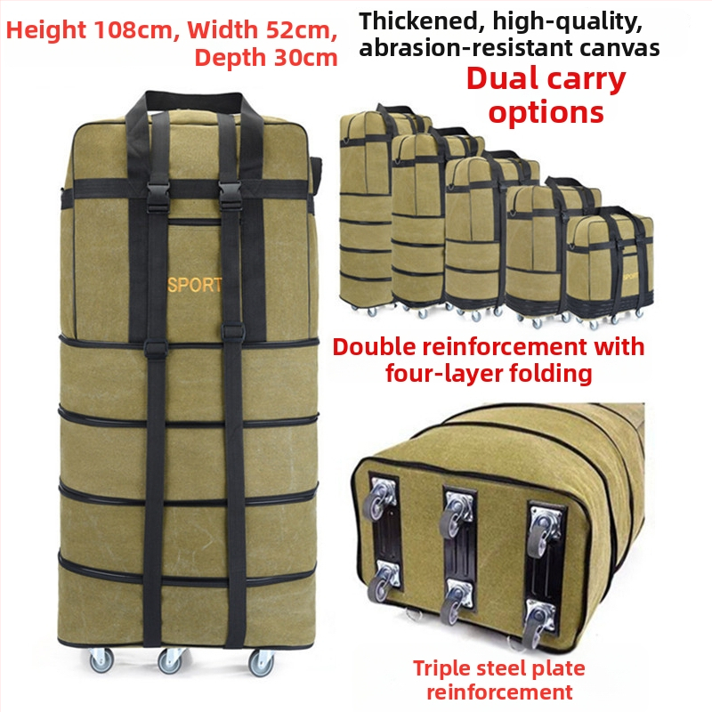 Kanvas ceļojumu soma ar riteņiem - 56-75L - Zīmols T6 - Unisex