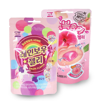 Švelnūs saldainiai su balto persikų skonio, pieno rūgšties bakterijų skoniu ir vaivorykštės vynuogių skoniu; Pietų Korėjos kilmė; paprastas įpakavimas; galiojimo laikas 365 dienos