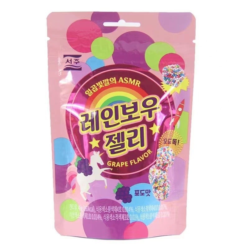 Švelnūs saldainiai su balto persikų skonio, pieno rūgšties bakterijų skoniu ir vaivorykštės vynuogių skoniu; Pietų Korėjos kilmė; paprastas įpakavimas; galiojimo laikas 365 dienos