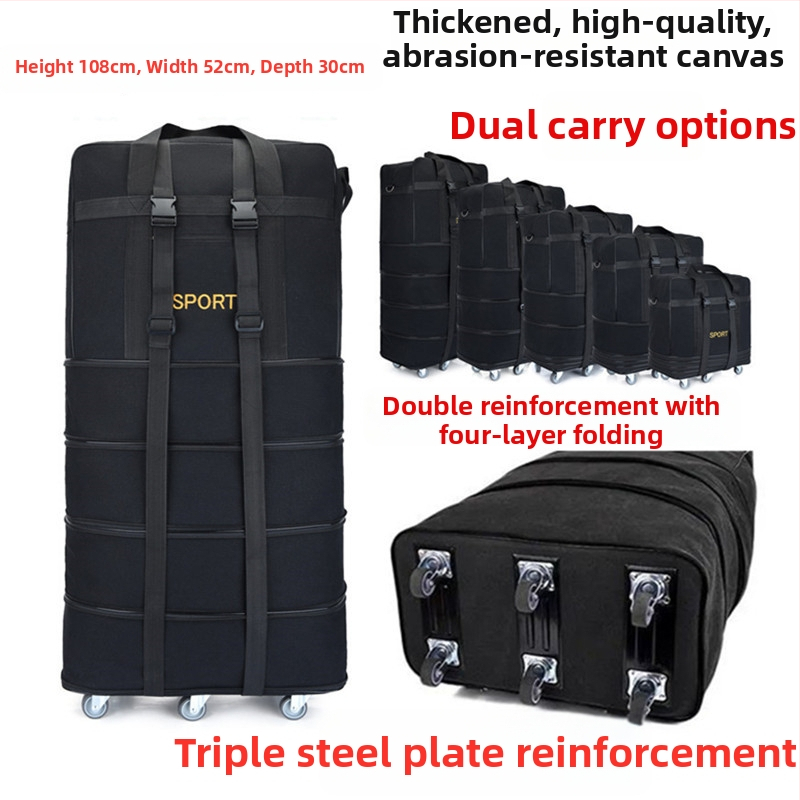 Auduma duffel soma ar riteņiem, 56–75 L, zīmols T6, elpojoša, izturīga pret nodilumu, šokizturīga, brīvā laika ceļojumiem