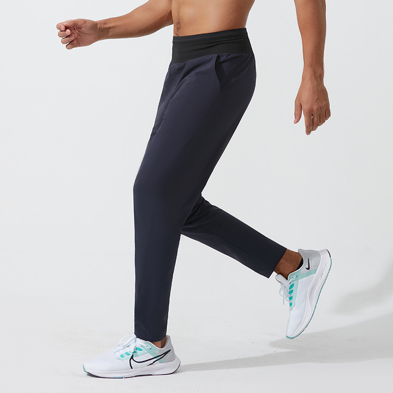 Панталони за маратонско крос-кантри бягане с бързо сушене, висок талия, джоб за телефон на задната талия, свободна кройка