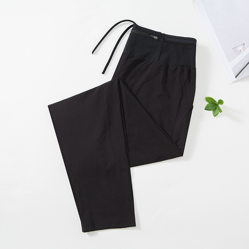 Панталони за маратонско крос-кантри бягане с бързо сушене, висок талия, джоб за телефон на задната талия, свободна кройка