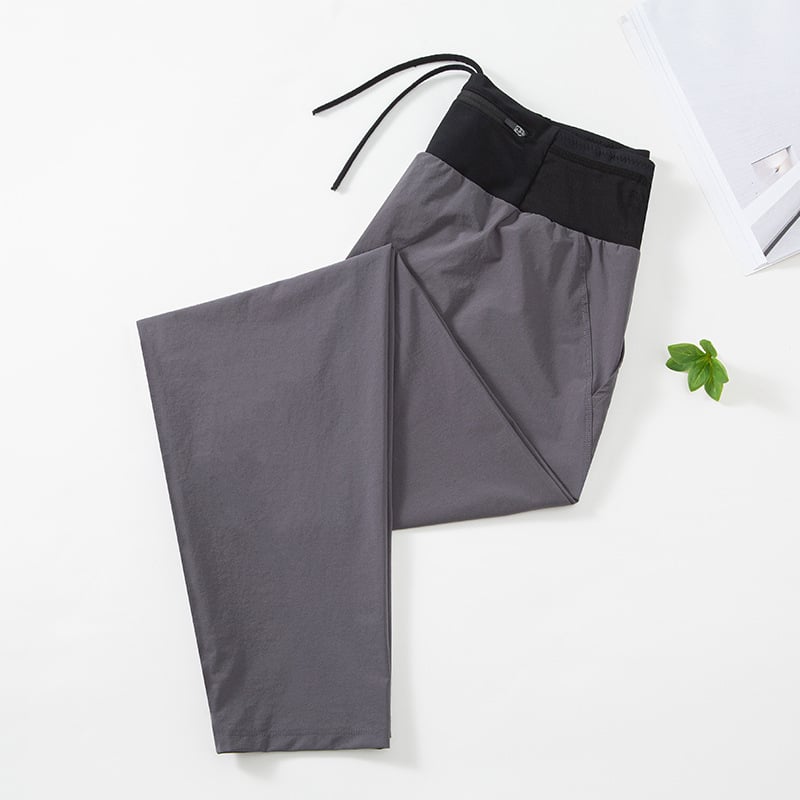 Панталони за маратонско крос-кантри бягане с бързо сушене, висок талия, джоб за телефон на задната талия, свободна кройка