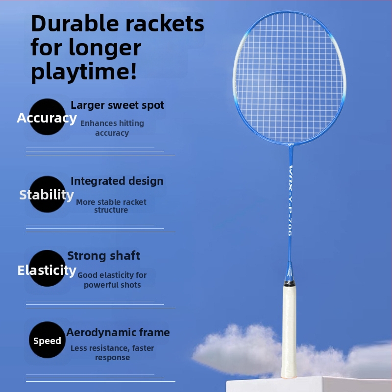 Wynison badminton reketa — izdržljiva za odrasle, trening set s letjelicom, okvir od željezne legure, najlonske strune, tip reketa bočni udar, pogodna za početnike i napredne