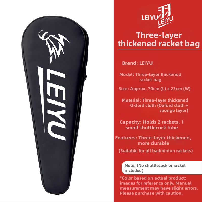 Badmintona soma ar daudzslāņu dizainu un ārkārtīgi lielu ietilpību; Oxford audums, ūdensnecaurlaidīgs; zīmols Lei Yu; šņorēts aizvērums