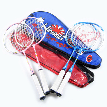 Dječja badminton raketa E-LAN, aluminijski okvir, težina 95–100 g, debljina drške G1, prav udarac, žice od vlaknastog svile